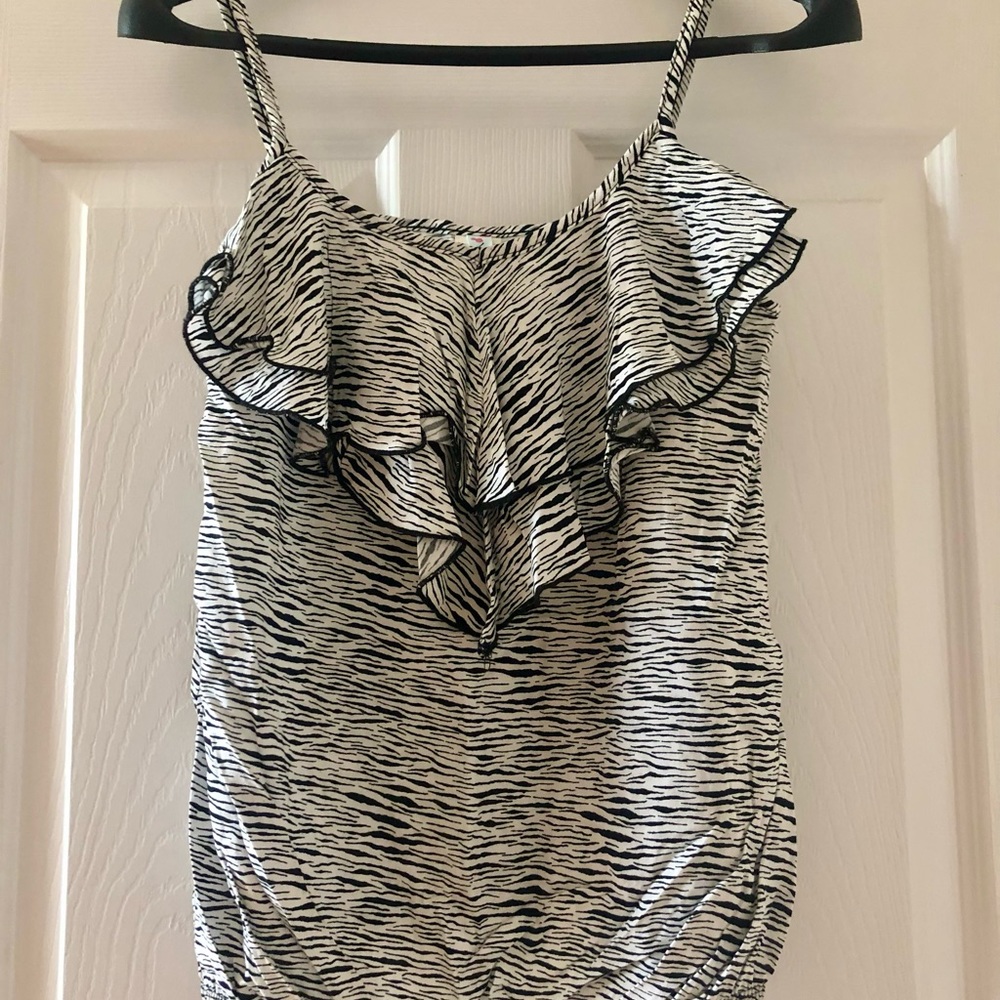 Zebra Print Ruffle Tank Top - Size XS